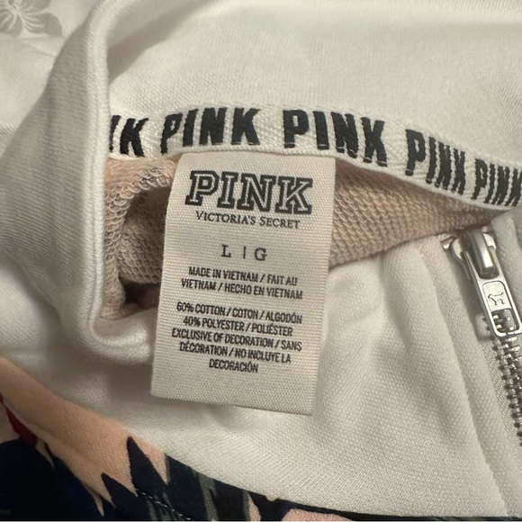 Victoria’s Secret PINK White & Multicolour Quarter Zip Sweatshirt Size Large - Picture 2 of 5